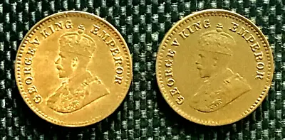 1921 British India George V King 1/12 Anna Dia 17mm 2 Pcs (+ FREE 1 Coin)#27801 • $28