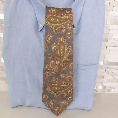 Neck Tie Mens Blue Yellow Paisley Silk Western Classic Boho Luxury Suit Elegant • $9.88