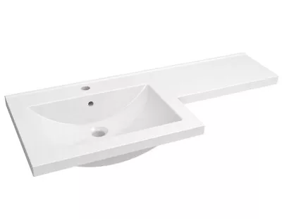 Basin Bathroom Vanity Sink L Shaped Countertop Shelf 1000mm Left Hand White • £90