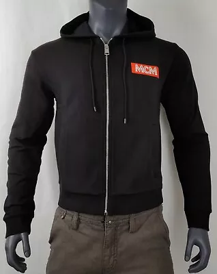 $650 MCM Men's Black Cotton Zip Up Jacket With Orange Rubber Logo MHJ9ARA40BK • $153