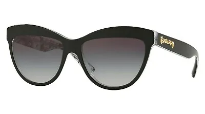 NEW Genuine BURBERRY THE DOODLE Black Grey Cat Eye Sunglasses BE 4267 3713/8G 56 • $299.95