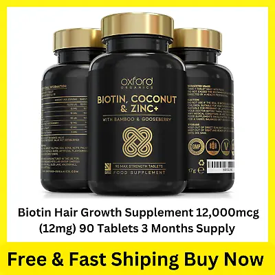 Biotin Hair Growth Tablets Hair Loss Supplement 12000mcg Complex Hair Vitamins • £10.86