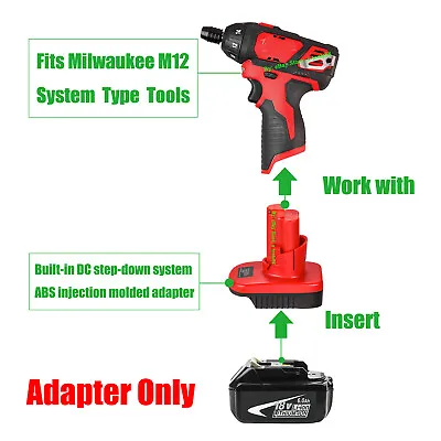 1PC Adaptor Fits Makita 18v LXT Li-Ion Batteries To Milwaukee M12 Platform Tools • $14.85