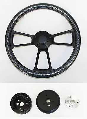 74-93 VW Volkswagen Bug Carbon Fiber Grip On Black Spokes Steering Wheel 14  • $181.57