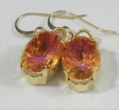 Avilagems Swarovski Crystal Astral Pink Mystic Oval Gold Filled Earrings Hook • $26.95