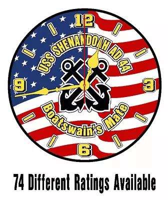 USS SHENANDOAH AD 44 Rating 11  Wall Clock U S Flag U S Navy USN Military CL001 • $29.99
