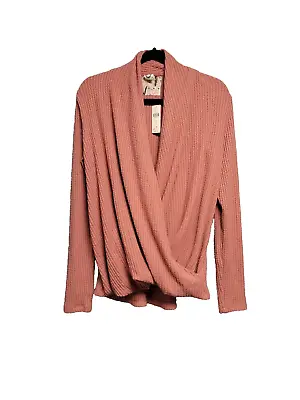 Anthropologie Moth Sweater Wrap Cardigan Long Sleeve Linen Coral Size Small NWT • $27