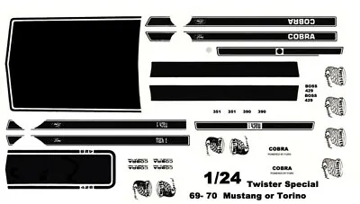 1970 Ford Mustang Or Torino Twister Spl 1/24th - 1/25th Scale Decals • $9.50
