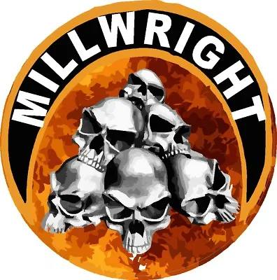 Millwright With Flames And Skulls Hard Hat Sticker CMW-17 • $0.99