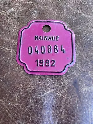 1982 Hainaut Belgium Bicycle License Plate Metal Tag # 040884 Vintage Bike 🚲 • $14.75