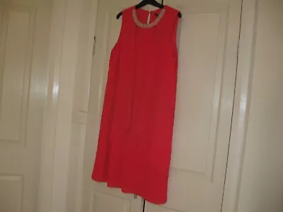 $50 • Buy Weddings & Special Occasion  Long Dress Size 14 Coral Pink No Sleeves Lined.