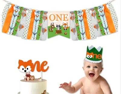 £9.99 • Buy Crown Cake Topper Highchair Banner Happy BirthdayBunting Party Decoration  Kids