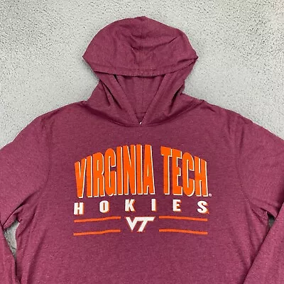 Virginia Tech Hokies Shirt Mens Maroon Hooded Pullover NCAA VT Football • $13.09