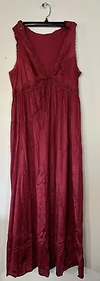 Vtg USA VASSARETTE Underneath It All Satin Essence Sleeveless L Long Nightgown • $14.99