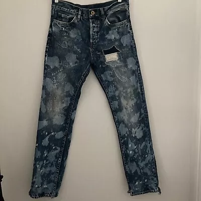 H&M &Denim Slim Fit Distressed Bleach Splattered Jeans 30x32 Button Fly • $9.90