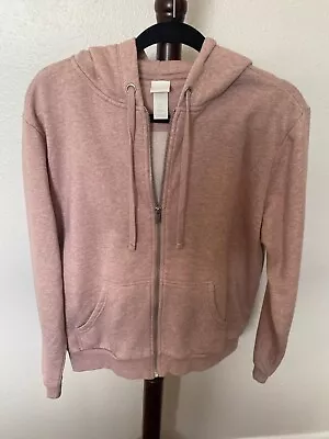 H&M Regular Fit Full Zip Up Pink Heather Hoodie Sweatshirt Women's Size Large • $16.63