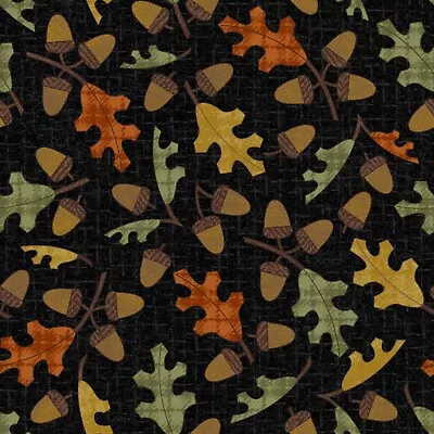 AUTUMN HARVEST Flannel Leaves Acorn Quilt Fabric Maywood Studio By The 1/2 Yard • $6