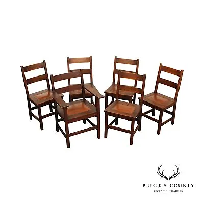 Gustav Stickley Antique Mission Oak Set Of Six  Dining Chairs • $3895
