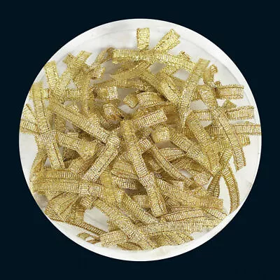 Tub Of 36 'Gold Metallic Fabric Bow' Craft Embellishments • £0.99