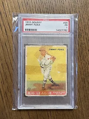 1933 Goudey #29 Jimmy Jimmie Foxx PSA 1 Poor Athletics • $295