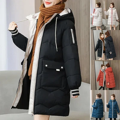 £19.99 • Buy Winter Womens Warm Cotton Mid Long Quilted Padded Parka Coats Hooded Jacket Tops
