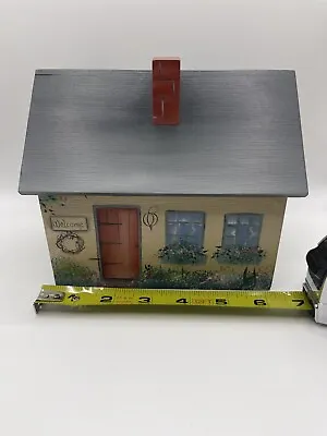 Vintage 1991 Handpainted Folk Art Cottage House Memo Box Country Design • $20