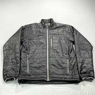 REI Puffer Jacket Mens Medium Black Pertex Full Zip Thin Lightweight Primaloft * • $24.88