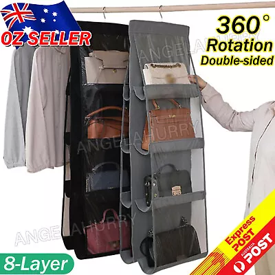 8 Pocket Double-sided Handbag Storage Bag Holder Hanging Organizer Shelf NEW • $13.99