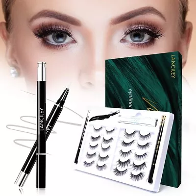 LANCILEY Magic Eyelashes And Eyeliner Kit -No Glue Non-Magnetic 10 Eyelashes Set • $17.99