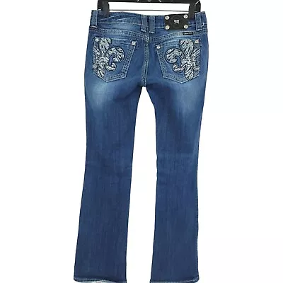 Miss Me Womens Jeans Easy Boot Leg Low Rise Dark Wash Size 28 X 32 Blue Denim • $39.96