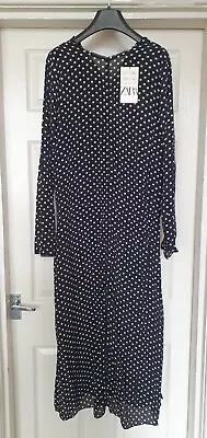 Zara Black And White Polka Dot Dress Size Large • £20