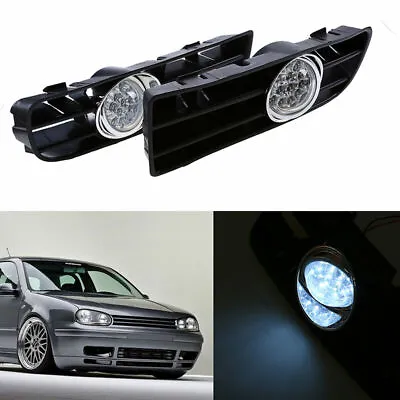 Pair LED Fog Light Front Bumper Side Grill Kit For VW Golf 4 GTI TDI MK4 1999-04 • $55.57