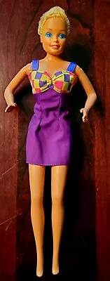 Mattel 1976/1966 Barbie Doll Short Blonde Hair Short Barbie Mini Skirt Purple • $29.99