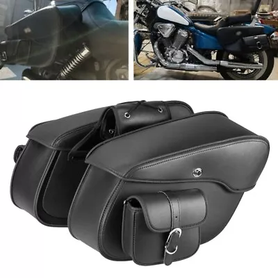 Motorcycle Black Side Saddle Bags For Kawasaki Vulcan 750 800 900 1500 1600 2000 • $129.99