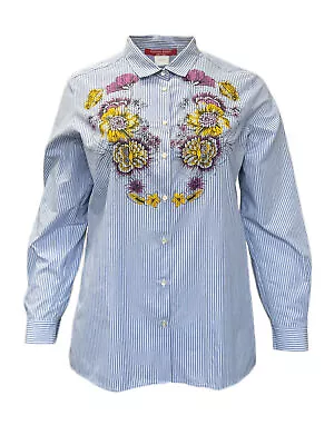 Marina Rinaldi Women's Blue Badiana Cotton Shirt Size 20W/29 NWT • $73.75