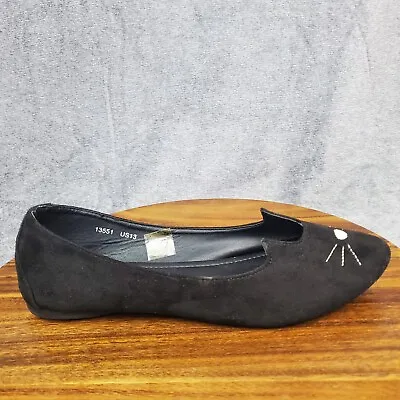 Tuk Shoes Ballet Flats Women's 13 M Black Kitty Cat Slip On Comfort Casual • $31.99