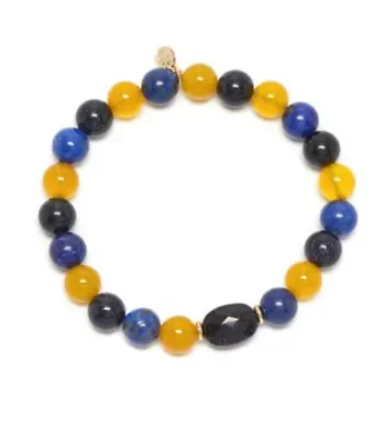 Lola Rose Bracelet Amber Agate Semi Stone Adjustable Stretch Blue Sandstone • £25