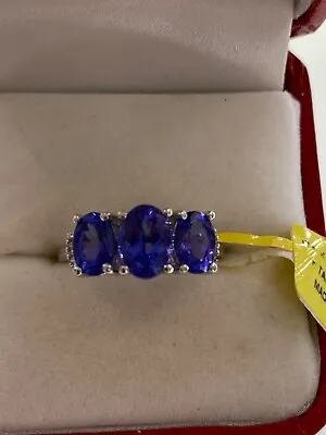 3.14CTW AAAA Premium Tanzanite W/ .07ctw Diamond In Platinum Ring • $1650