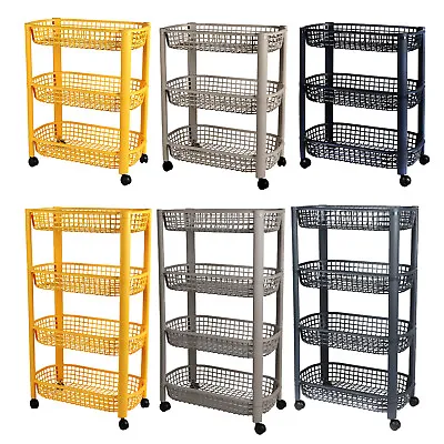 3/4 Tier Kitchen Trolley Storage Fruit Vegetable Cart Organiser Rack On Wheels • £17.99