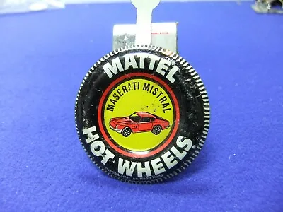 Tin Badge Mattel Hot Wheels Maserati Mistral 1969 Hong Kong Toys Cars Advert • £6.30