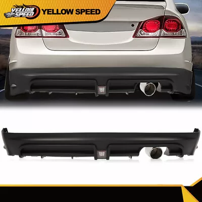 Fit For 06-11 Civic Sedan Rear Bumper Spoiler W/LED 3RD Brake Light +Muffler Tip • $215.80