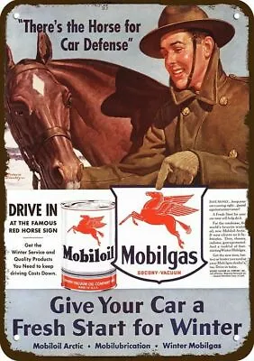 1941 MOBIL Gas War Horse Stanley Art Vintage-Look DECORATIVE REPLICA METAL SIGN • $24.99