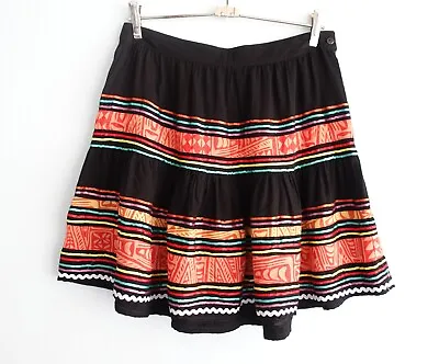 $44.95 • Buy Arnhem Womens Full Mini Skirt Size M Coloured Satin Ribbon Aztek Black Boho Zip