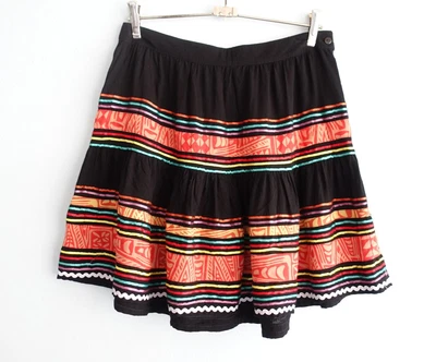 $44.95 • Buy Arnhem Womens Full Mini Skirt Size M Coloured Satin Ribbon Aztek Black Boho Zip