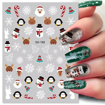 $1.10 • Buy 3D Nail Stickers White Snowflakes Winter Christmas Nail Art Decals Manicure DIY