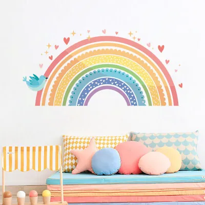 $13.99 • Buy Rainbow Nursery Removable Wall Decal Stickers Love Hearts Birds Stars Home Decor