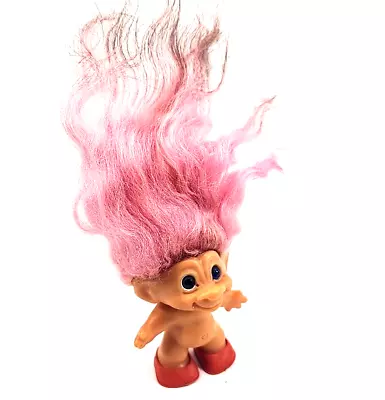 Vintage 1960s DAM Troll Pink Dark Tips Mohair Spiral Blue Eyes • $55