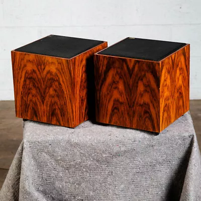 Mid Century Danish Modern Speakers Set Pair Rosewood Sonab OD11 Omni Directional • $498.98