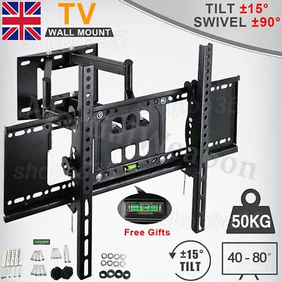 TV Wall Bracket Mount Tilt Swivel For 40 42 43 48 49 50 55 58 60 65 70 80  Inch • £10.99