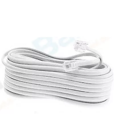 New 50 Ft Foot Telephone Phone Extension Cord Cable Line Wire White Rj11 Modular • $8.82